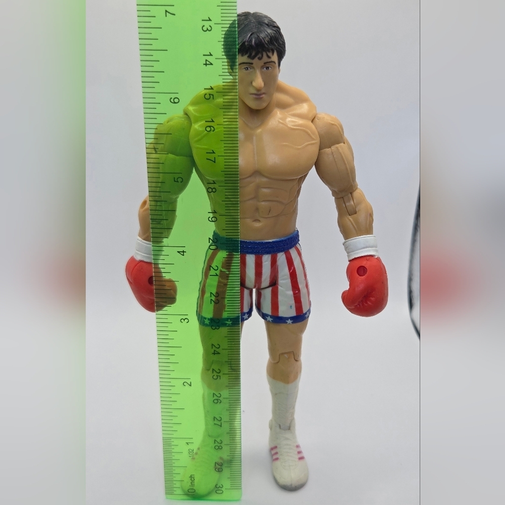 Rocky-Inspired Action Boxer Toy - Red Gloves, Blue & White Shorts - Picture 4 of 4